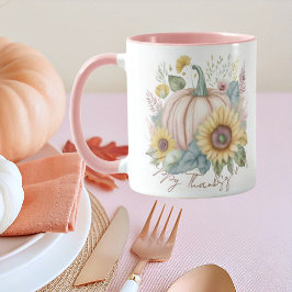 Caneca Pastel-abóbora e boho-floral