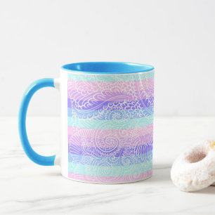 Caneca Pastel Candy Swirls Padrão de fantasia suave em
