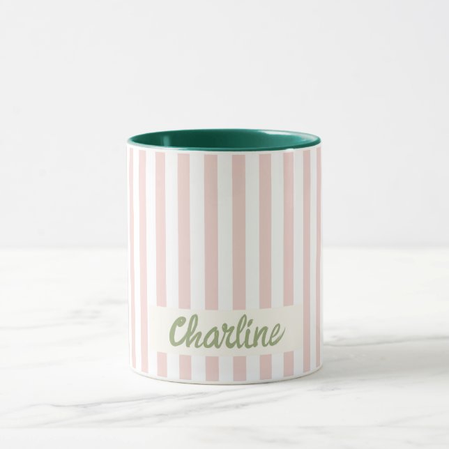 Caneca Pastel com distribuição rosa Nome personalizado Mu (Centro)