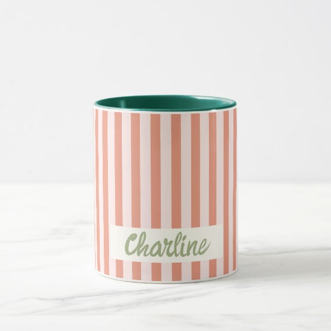 Caneca Pastel com distribuição vermelha Retro Nome person (Centro)