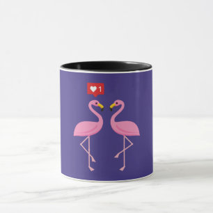 Caneca Pastel Coração, Tipo Flamingo Rosa, Bonito