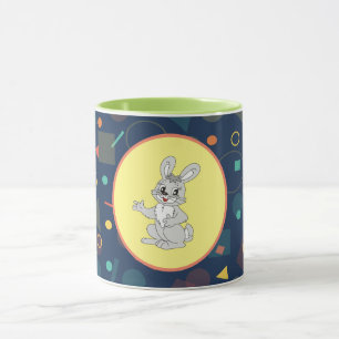 Caneca Pastel do Coelho Feliz - Coelho Cerâmico Fo