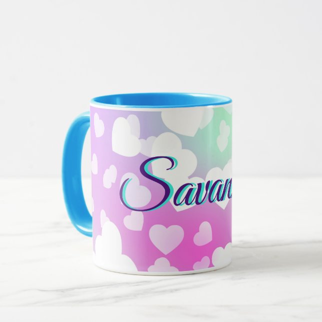 Caneca Pastel Falling Hearts Personalizado (Frente Esquerda)