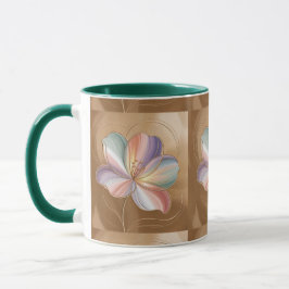 Caneca Pastel Flores Douradas