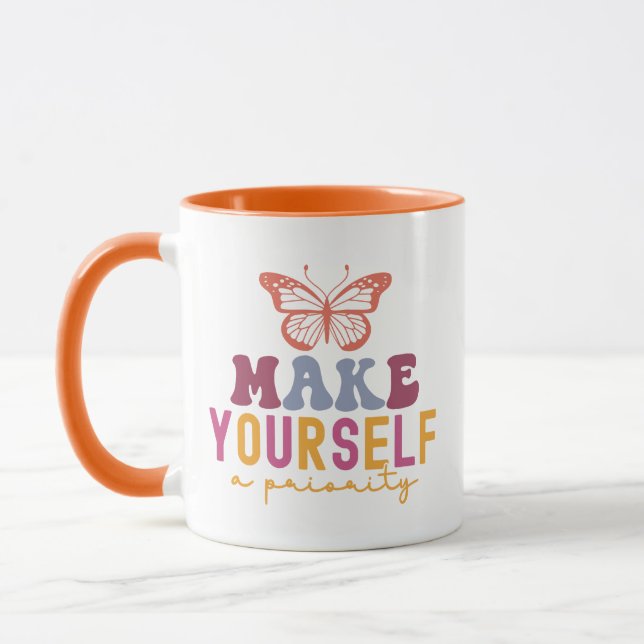 Caneca Pastel "Make Yourself a Priority" Self Care (Esquerda)