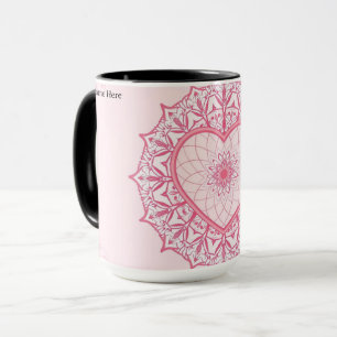 Caneca Pastel Nostalgia Rosa Mandala Estética
