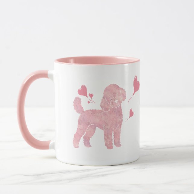 Caneca Pastel Poodle Valentine Gift Mug with Custom Name (Esquerda)