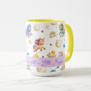 Caneca Pastel Whimsso Unicorns e Castles Fantasy