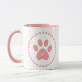 Caneca Pata de animal de estimação rosa fofa e corações r