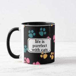 Caneca Pata de gato preto engraçado fofo