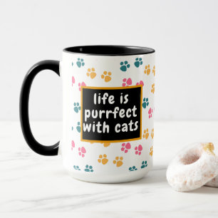 Caneca Pata de gato preto engraçado fofo 