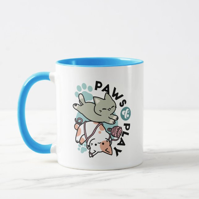 Caneca Patas e Diversão – Ilustração Adorável de Gato (Esquerda)