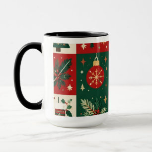 Caneca Patchwork Clássico de Natal Festivo