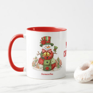 Caneca Patchwork Snowman Christmas