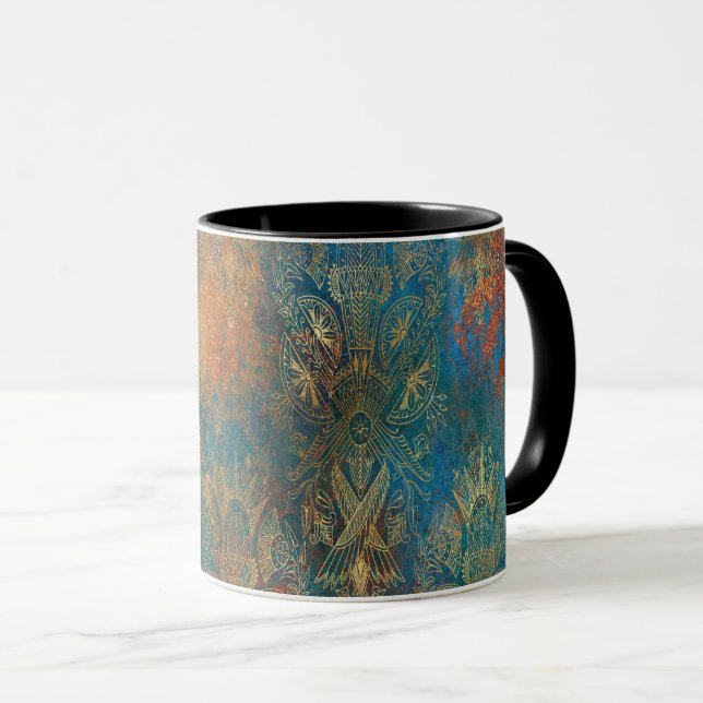 Caneca Pátina de Cobre Azul-Verde (Frente Esquerda)