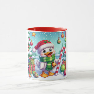 Caneca Pato de Natal bonito e colorido