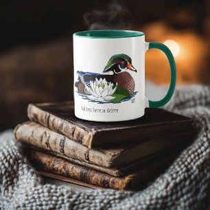 Caneca Pato Madeira Colorido Lírio D'água Vida Selvagem A