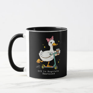 Caneca Pato Regulando Emoções em uma Lambreta