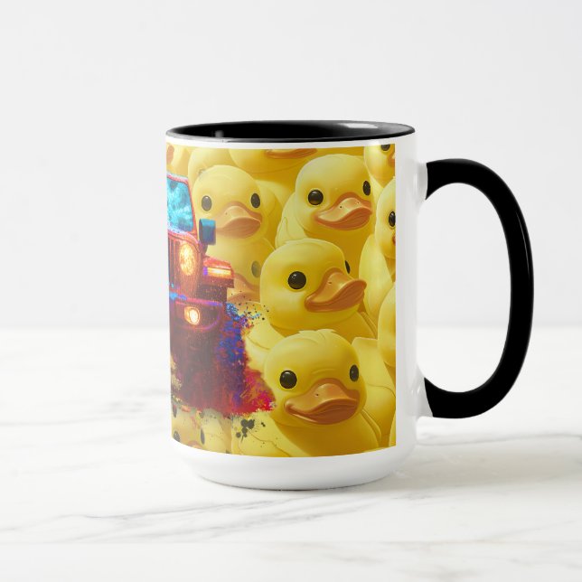 Caneca Patos Amarelos com um caminhão Peep 4x4 (Direita)
