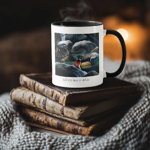 Caneca Patos Selvagens Casal Lago Natureza Vida Selvagem 
