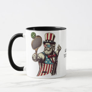Caneca Patriota Jogando Pickleball Pickleballer Bandeira 