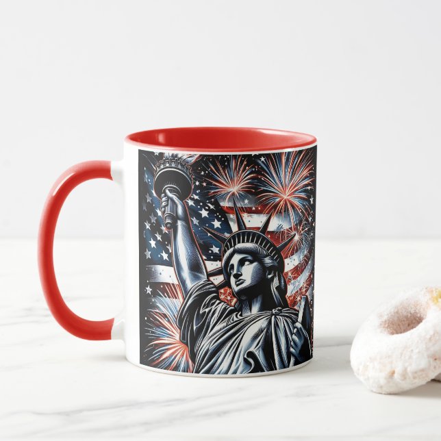 Caneca Patriotic 4th of July Mug USA Independence Day (Com Donut)