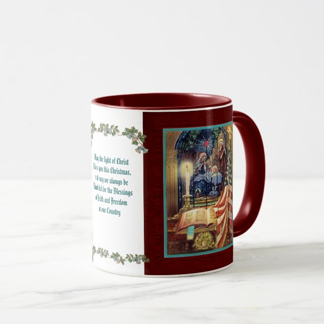 Caneca Patriotic Christian American Christmas (Frente Esquerda)