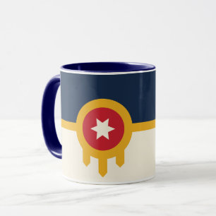 Caneca Patriotic Combo Mug com bandeira de Tulsa, Oklahom