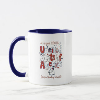 Caneca Patriótica America 250º com Erro Divertido