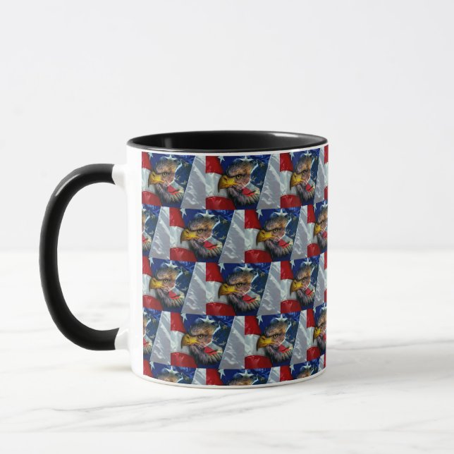 Caneca Patriótica Americana Flag Bald Eagle Wolf (Esquerda)