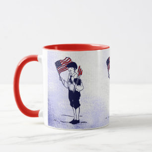 Caneca Patriótica Menino Fogos de Artifício Bandei