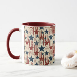 Caneca Patriótico 4 de Julho, Estrelas Listras, Americana