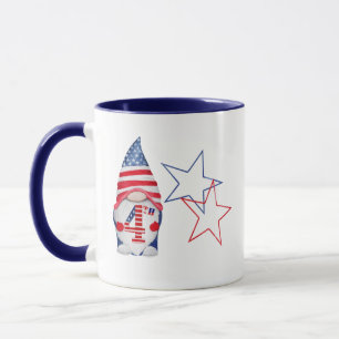 Caneca Patriótico americano Gnomo EUA vermelho, branco e 
