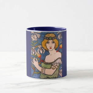 Caneca Paul Berthon - Senhora com Orquídeas