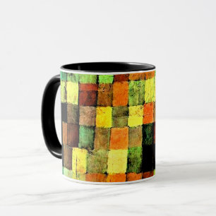 Caneca Paul Klee art, Abstrato de som antigo em preto