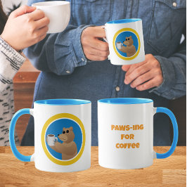 Caneca Pausando para Café Urso Fofo Café da Manhã Piada