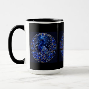 Caneca Pavão Azul Real Brilho de Cristal