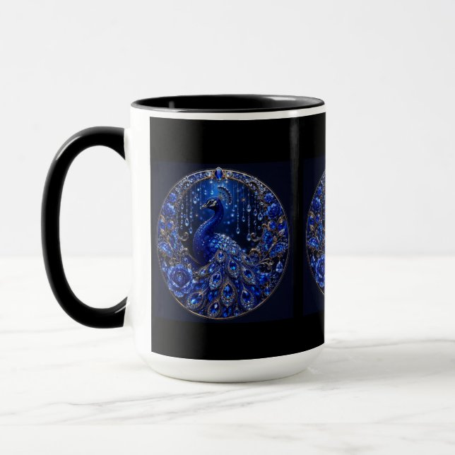 Caneca Pavão Azul Real | Brilho de Cristal (Esquerda)