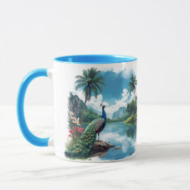 Caneca Pavão bonito num Paraíso Tropical