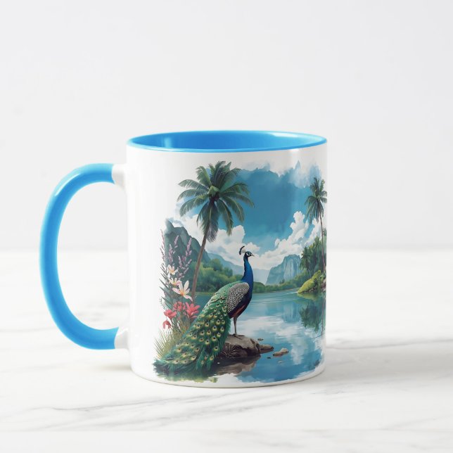 Caneca Pavão bonito num Paraíso Tropical (Esquerda)