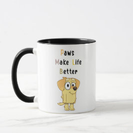 Caneca Paws Make Life Better Mug – Cute Dog Illustration