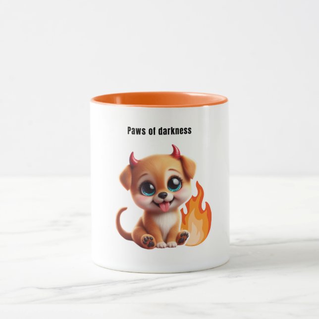 Caneca Paws of Darkness Fire Dog Coffee Mug (Centro)