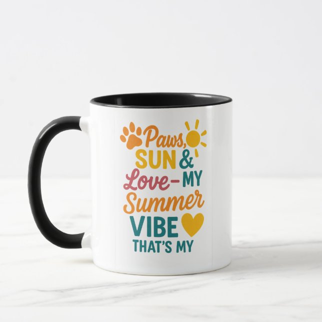 Caneca Paws, Sun & Love – Summer Vibes for Pet Lovers (Esquerda)