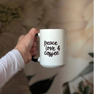 Caneca Paz, amor e café