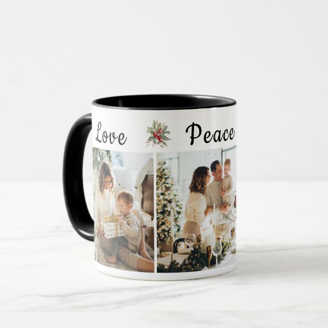 Caneca Paz de Natal Joy Três Fotografia (Frente Esquerda)