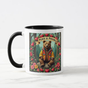 Caneca Paz é Possível Urso e Coração