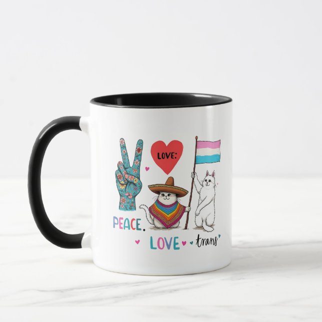 Caneca Paz e Transgênero LGBTQ Trans (Esquerda)