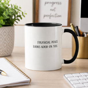 Caneca "Paz financeira fica bem em você." Presente Consci