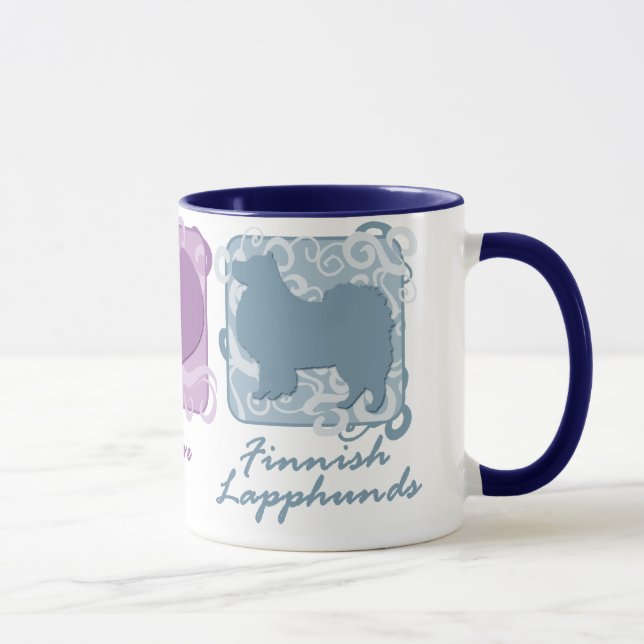Caneca Paz Pastel, amor, e Lapphunds finlandês (Direita)