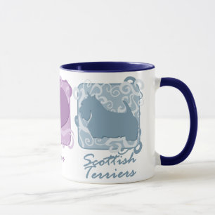 Caneca Paz Pastel, amor, e terrier escoceses